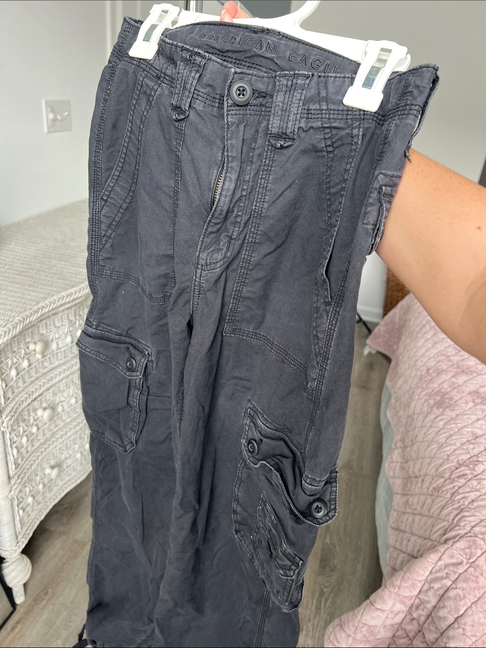 American Eagle charcoal cargo pants
